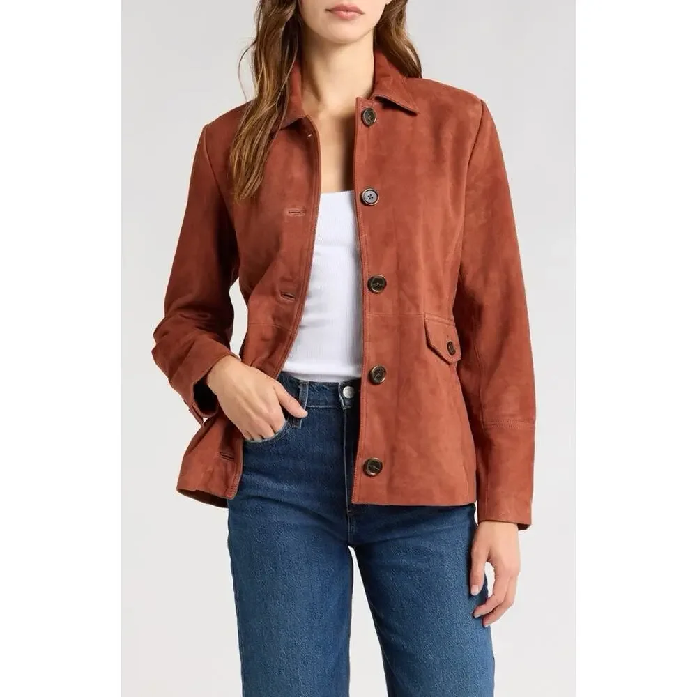 BERNARDO Women's SUEDE Jacket cinnamon Genuine Leather - Picture 7 of 7